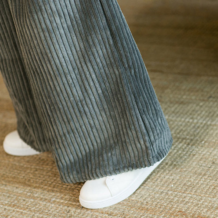 Spodnie męskie z szerokimi nogawkami i bawełnianym sztruksem Buddha Stones Commute Plain Drawstring z kieszeniami - image 27