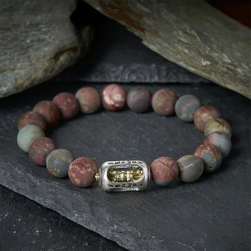 Bransoletka energetyczna Om Mani Padme Hum z Buddha Stones, naturalnym jaspisem Picassa - image 1