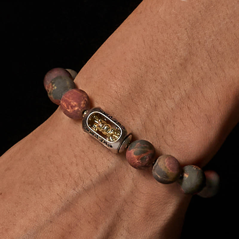 Bransoletka energetyczna Om Mani Padme Hum z Buddha Stones, naturalnym jaspisem Picassa - image 2