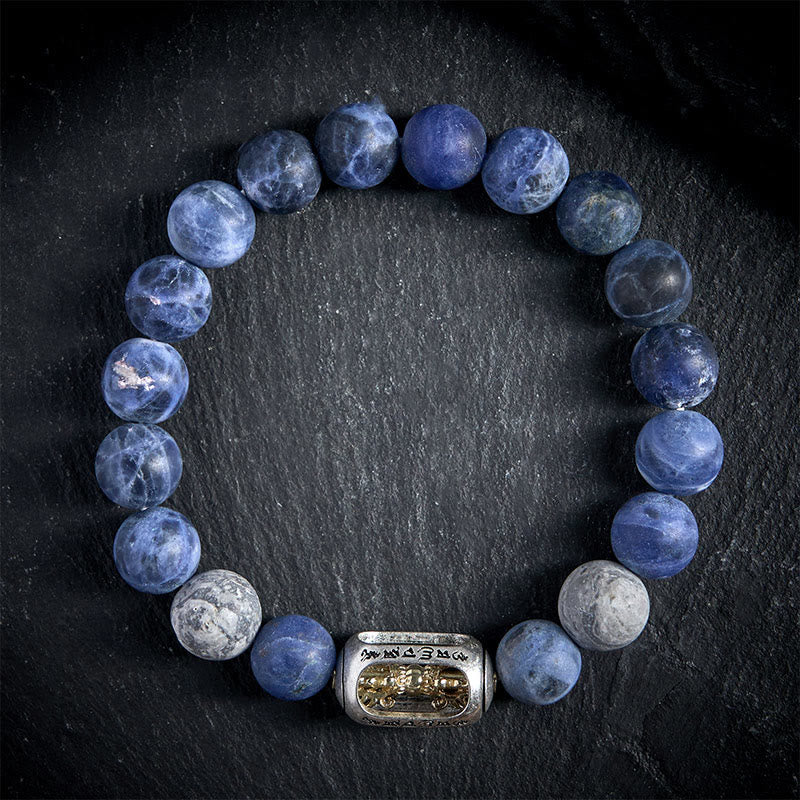 Bransoletka z Buddha Stones, naturalnego sodalitu i szarego jaspisu Om Mani Padme Hum Harmony - 20 cm - image 0