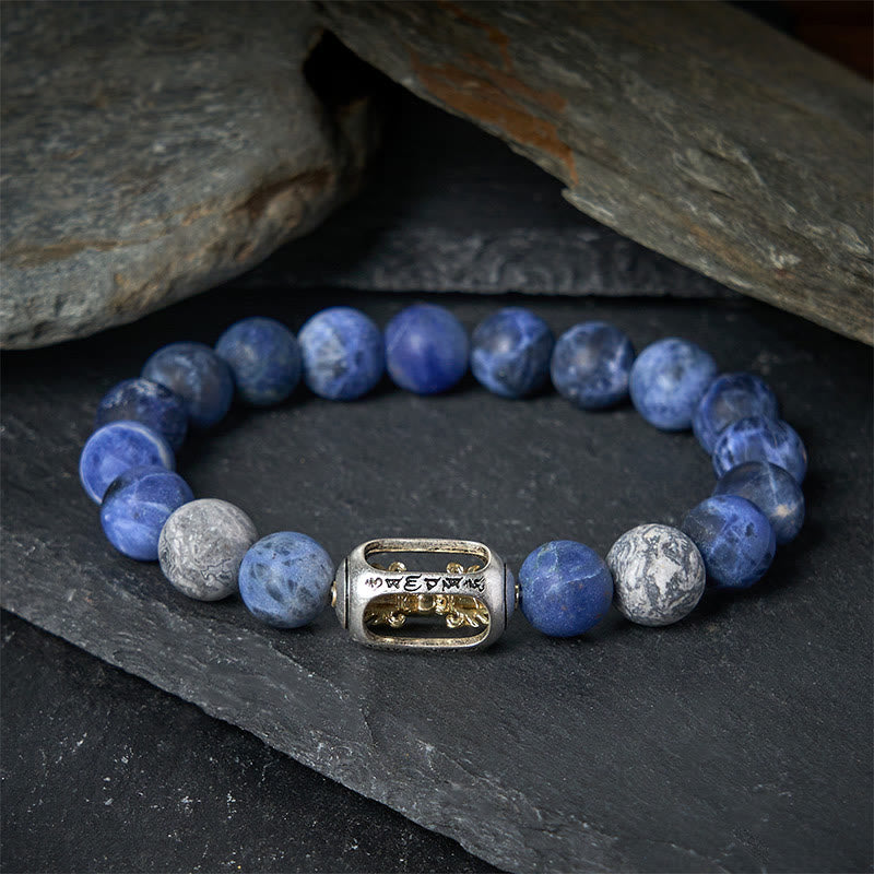 Bransoletka z Buddha Stones, naturalnego sodalitu i szarego jaspisu Om Mani Padme Hum Harmony - image 1