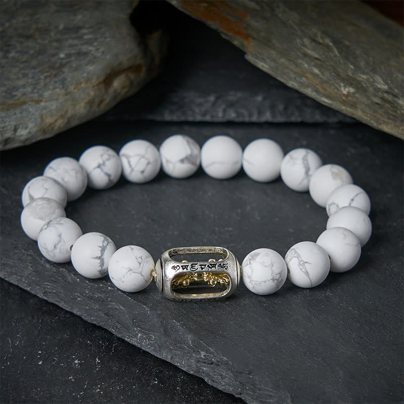 Bransoletka z Buddha Stones z naturalnym białym turkusem i koralikami Om Mani Padme Hum - image 1