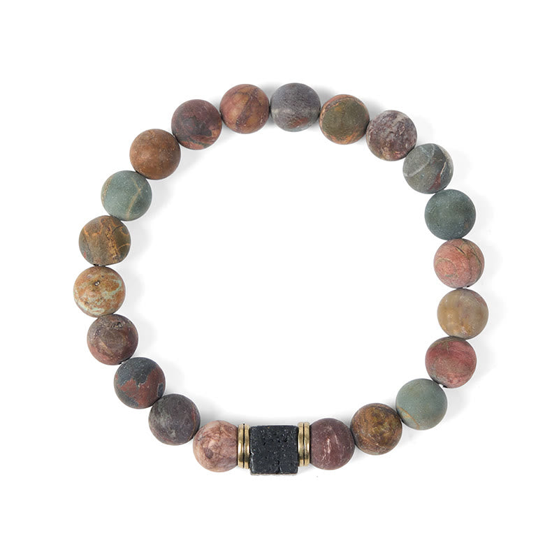 Bransoletka z Buddha Stones , naturalny kwadratowy jaspis Picasso z lawy wulkanicznej - image 5