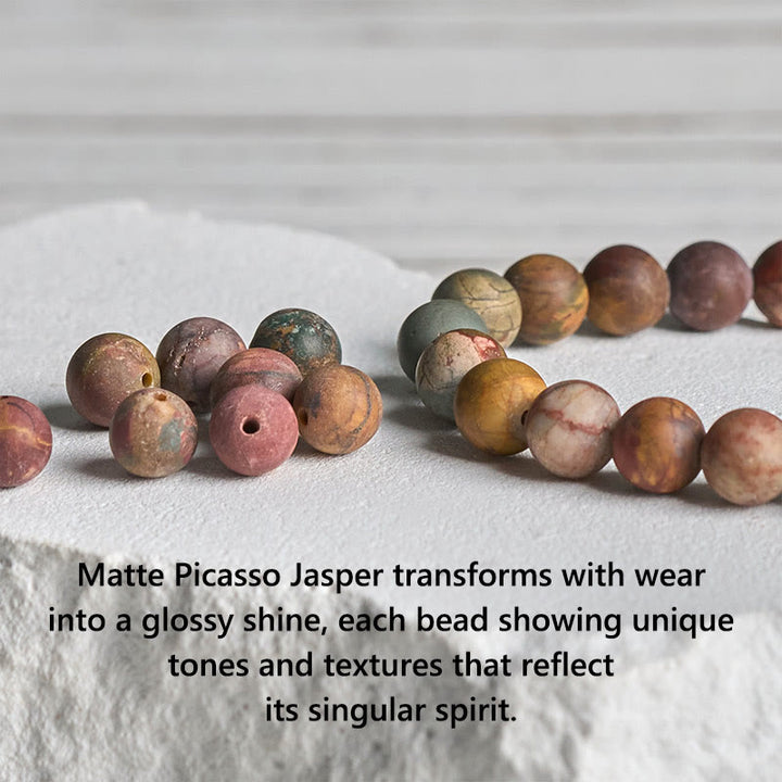 Bransoletka energetyczna z naturalnym Buddha Stones Picasso i twarzą Buddy - image 7