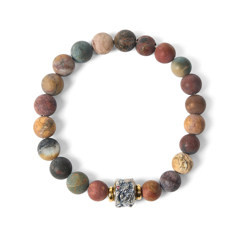 Bransoletka energetyczna z naturalnym Buddha Stones Picasso i twarzą Buddy - image 6