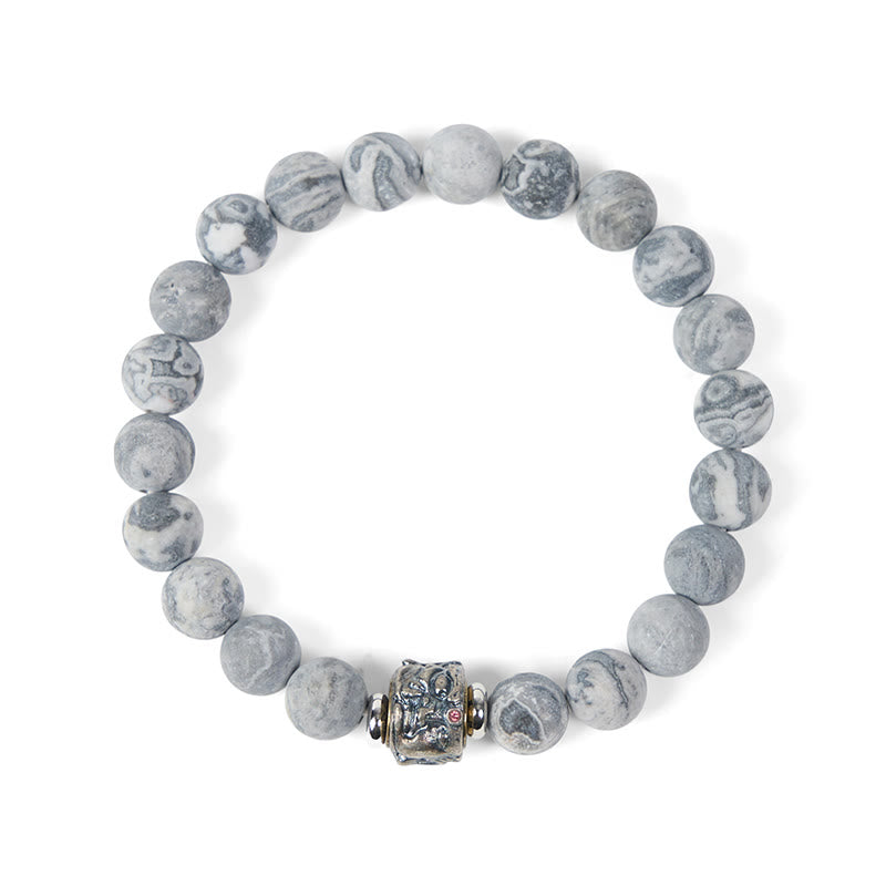Bransoletka ochronna z naturalnego matowego szarego jaspisu Buddy z Buddha Stones Buddy - image 6
