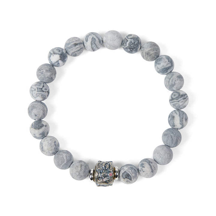 Bransoletka ochronna z naturalnego matowego szarego jaspisu Buddy z Buddha Stones Buddy - image 6