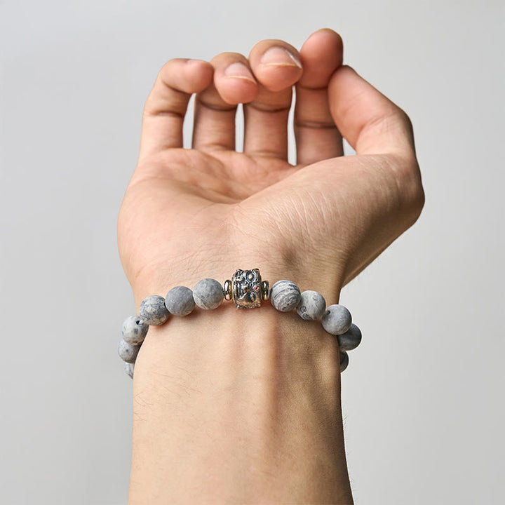 Bransoletka ochronna z naturalnego matowego szarego jaspisu Buddy z Buddha Stones Buddy - image 4