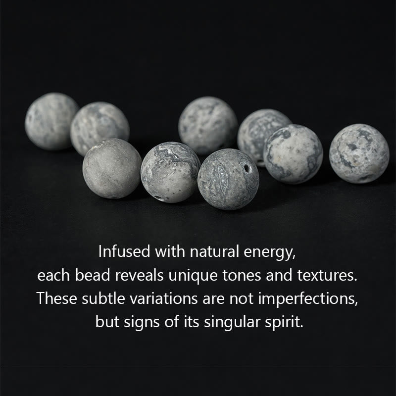 Bransoletka ochronna z naturalnego matowego szarego jaspisu Buddy z Buddha Stones Buddy - image 5