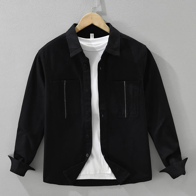 Koszula męska z długim rękawem i kieszeniami, z Buddha Stones , z guzikami i wiosenną jazdą do pracy - Czarny - US/UK/AU42， EU52 (3XL) - image 0