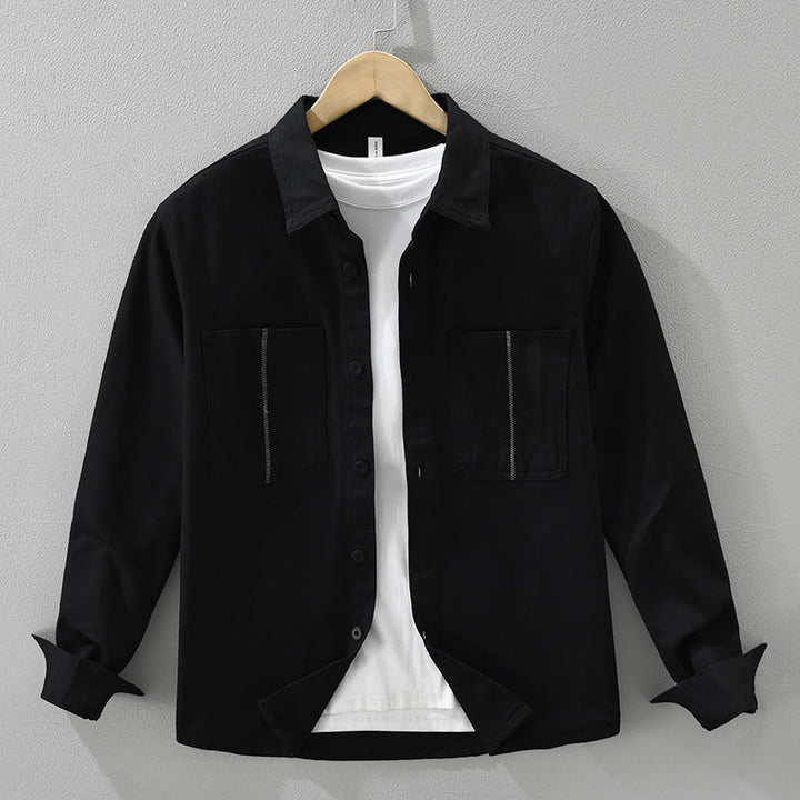 Koszula męska z długim rękawem i kieszeniami, z Buddha Stones , z guzikami i wiosenną jazdą do pracy - Czarny - US/UK/AU42， EU52 (3XL) - image 0