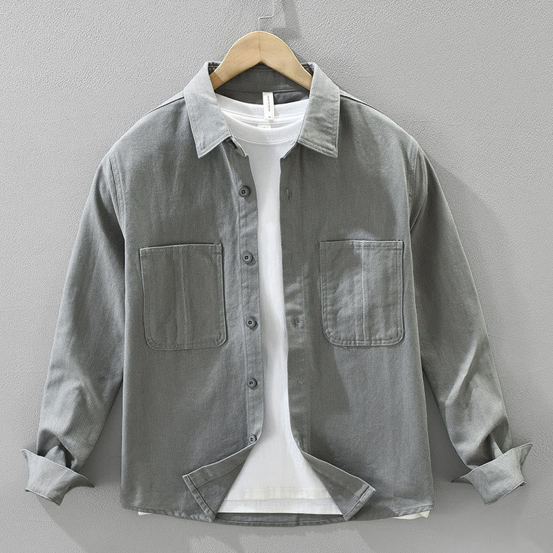 Koszula męska z długim rękawem i kieszeniami, z Buddha Stones , z guzikami i wiosenną jazdą do pracy - Ciemnoszary - US/UK/AU42， EU52 (3XL) - image 14