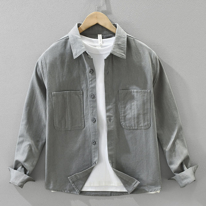 Koszula męska z długim rękawem i kieszeniami, z Buddha Stones , z guzikami i wiosenną jazdą do pracy - Ciemnoszary - US/UK/AU42， EU52 (3XL) - image 14