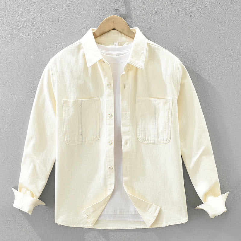 Koszula męska z długim rękawem i kieszeniami, z Buddha Stones , z guzikami i wiosenną jazdą do pracy - Beżowy - US/UK/AU42， EU52 (3XL) - image 2