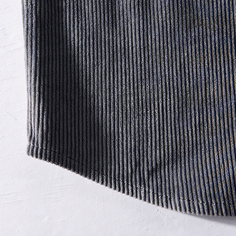 Kurtka męska z długim rękawem i kieszeniami, sztruksowa, z Buddha Stones , prosta, z guzikami i wiosennym wzorem - image 1