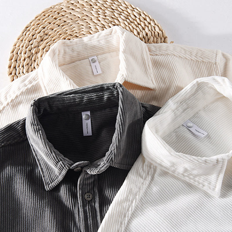 Kurtka męska z długim rękawem i kieszeniami, sztruksowa, z Buddha Stones , prosta, z guzikami i wiosennym wzorem - image 16