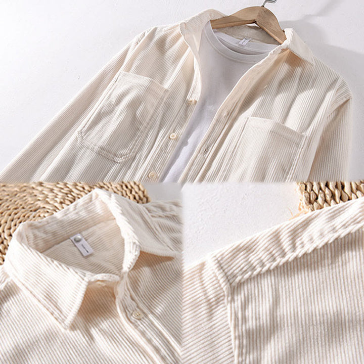 Kurtka męska z długim rękawem i kieszeniami, sztruksowa, z Buddha Stones , prosta, z guzikami i wiosennym wzorem - image 14