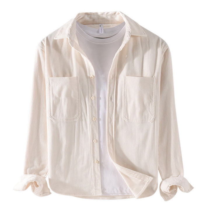 Kurtka męska z długim rękawem i kieszeniami, sztruksowa, z Buddha Stones , prosta, z guzikami i wiosennym wzorem - image 15