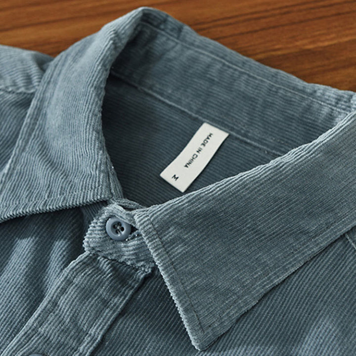 Kurtka męska z bawełny sztruksowej z kieszenią i prostymi guzikami z długim rękawem i motywem Buddha Stones - image 2