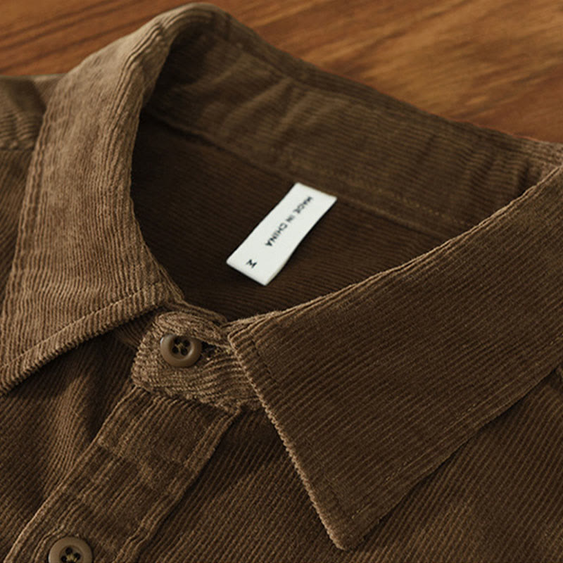 Kurtka męska z bawełny sztruksowej z kieszenią i prostymi guzikami z długim rękawem i motywem Buddha Stones - image 20