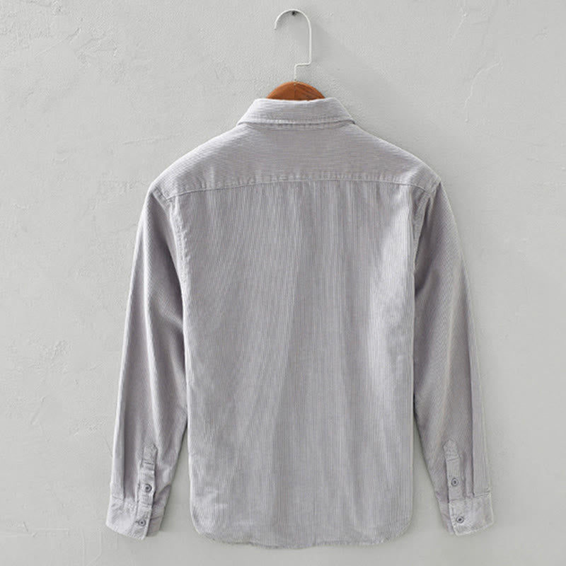 Kurtka męska z bawełny sztruksowej z kieszenią i prostymi guzikami z długim rękawem i motywem Buddha Stones - image 11