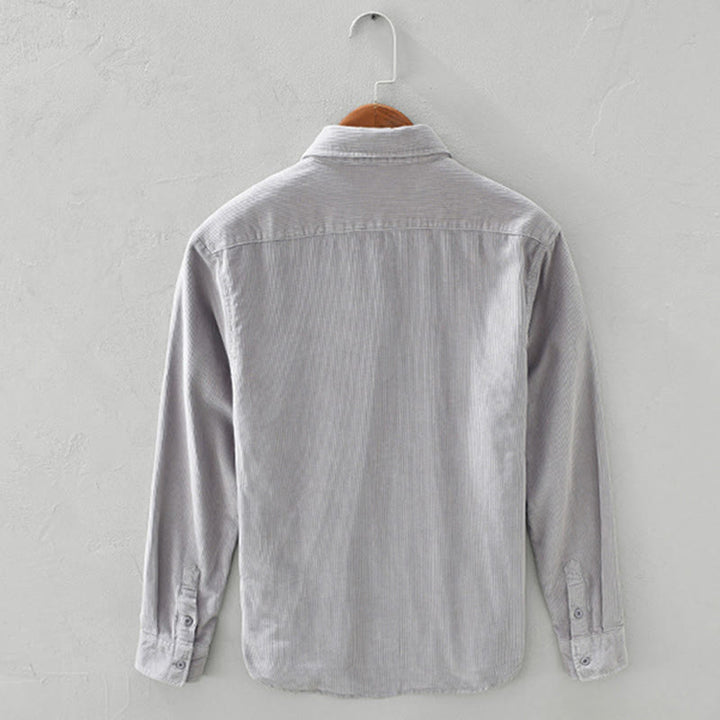 Kurtka męska z bawełny sztruksowej z kieszenią i prostymi guzikami z długim rękawem i motywem Buddha Stones - image 11