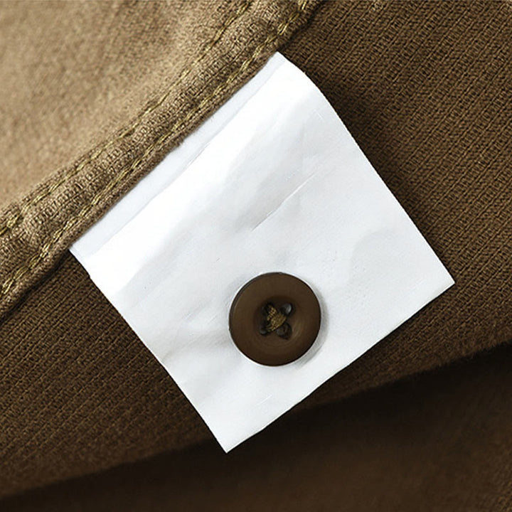 Kurtka męska z bawełny sztruksowej z kieszenią i prostymi guzikami z długim rękawem i motywem Buddha Stones - image 23