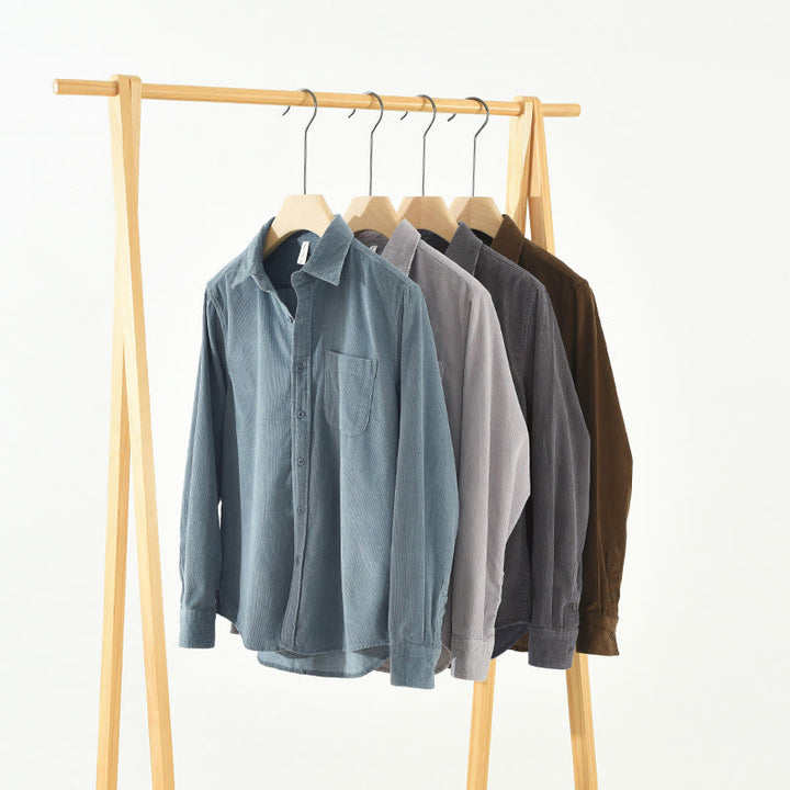 Kurtka męska z bawełny sztruksowej z kieszenią i prostymi guzikami z długim rękawem i motywem Buddha Stones - image 25