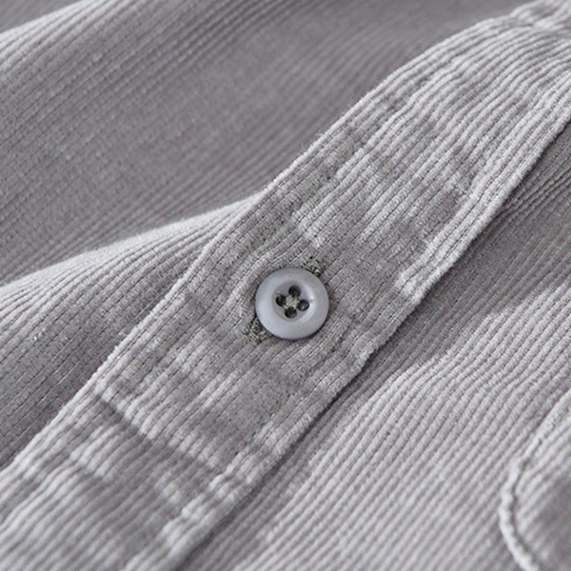 Kurtka męska z bawełny sztruksowej z kieszenią i prostymi guzikami z długim rękawem i motywem Buddha Stones - image 14