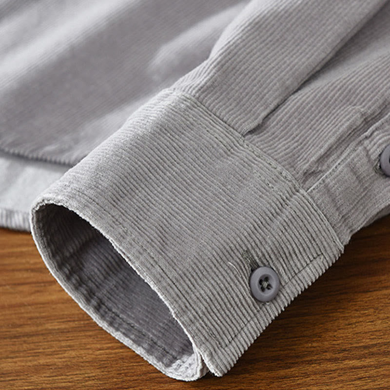 Kurtka męska z bawełny sztruksowej z kieszenią i prostymi guzikami z długim rękawem i motywem Buddha Stones - image 16