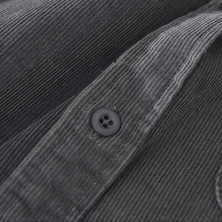 Kurtka męska z bawełny sztruksowej z kieszenią i prostymi guzikami z długim rękawem i motywem Buddha Stones - image 8