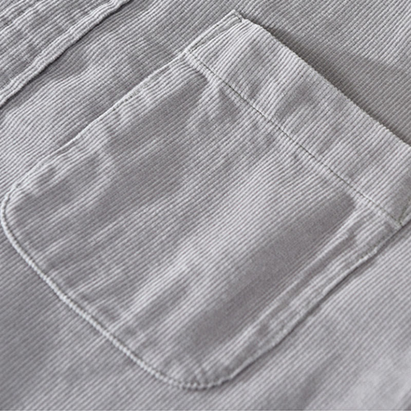 Kurtka męska z bawełny sztruksowej z kieszenią i prostymi guzikami z długim rękawem i motywem Buddha Stones - image 13