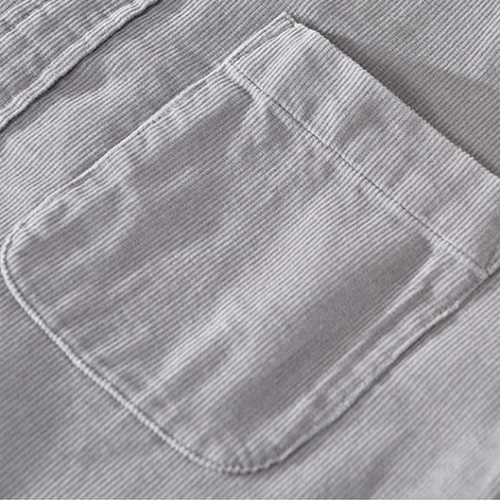 Kurtka męska z bawełny sztruksowej z kieszenią i prostymi guzikami z długim rękawem i motywem Buddha Stones - image 13