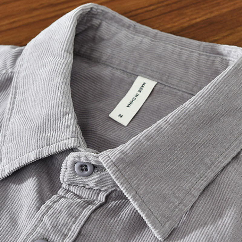 Kurtka męska z bawełny sztruksowej z kieszenią i prostymi guzikami z długim rękawem i motywem Buddha Stones - image 12