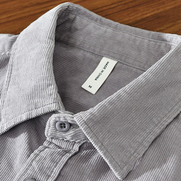 Kurtka męska z bawełny sztruksowej z kieszenią i prostymi guzikami z długim rękawem i motywem Buddha Stones - image 12