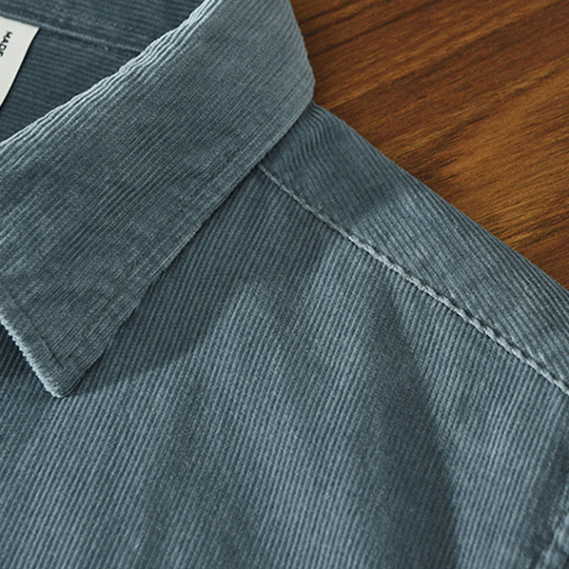 Kurtka męska z bawełny sztruksowej z kieszenią i prostymi guzikami z długim rękawem i motywem Buddha Stones - image 3