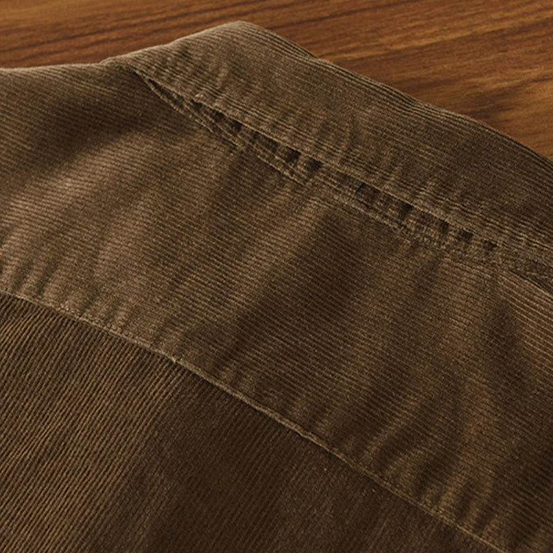 Kurtka męska z bawełny sztruksowej z kieszenią i prostymi guzikami z długim rękawem i motywem Buddha Stones - image 21