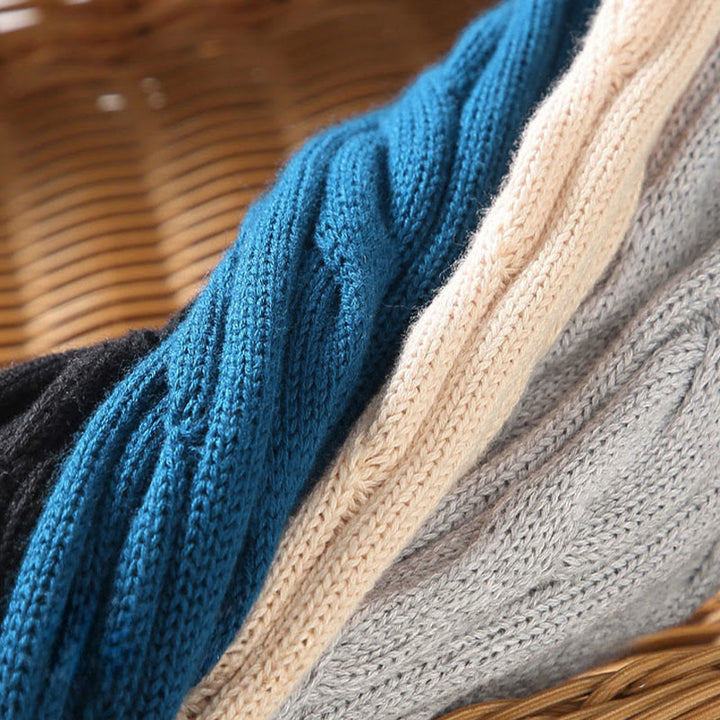 Męski sweter z długim rękawem z bawełny z długim rękawem i teksturą "Buddha Stones" w kolorze zimowym, z wysokim kołnierzem i zamkiem błyskawicznym - image 17