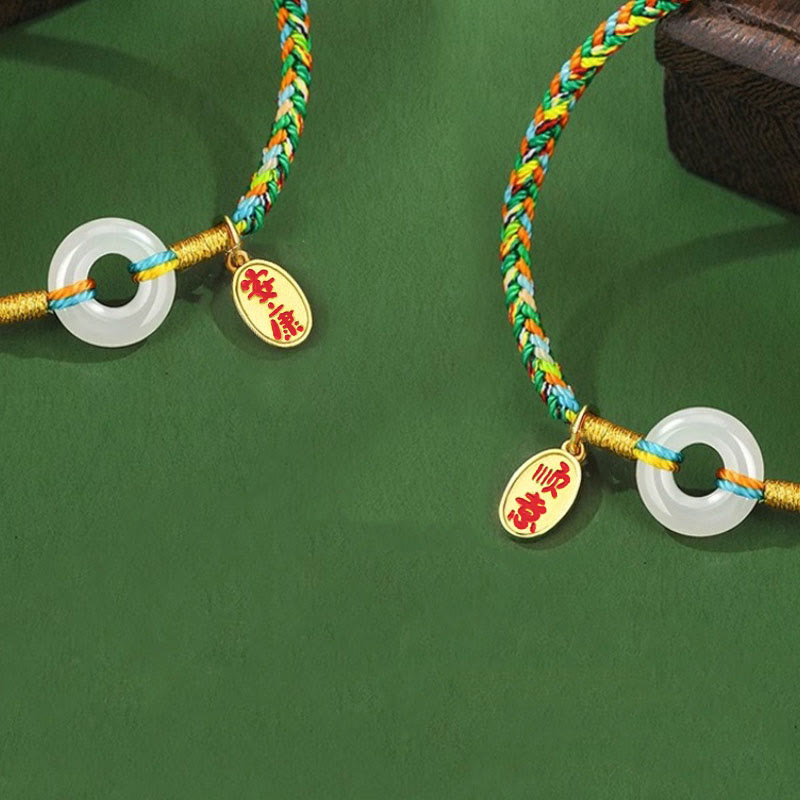 Bransoletka z kolorową liną z jadeitu i Buddha Stones, ręcznie robiona, z klamrą pokoju i dobrobytu, wykonana ze srebra próby 925 - image 12