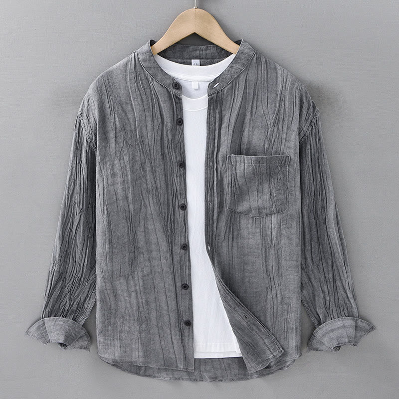Buddha Stones , z ramią i lnu, zapinane na guziki - Szary - US/UK/AU42， EU52 (3XL) - image 0