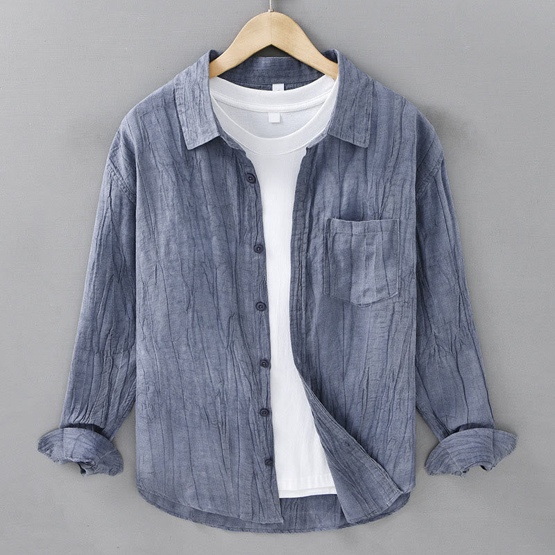 Buddha Stones , zapinane na guziki, z lnu ramii - LightSteelBlue - US/UK/AU42， EU52 (3XL) - image 0