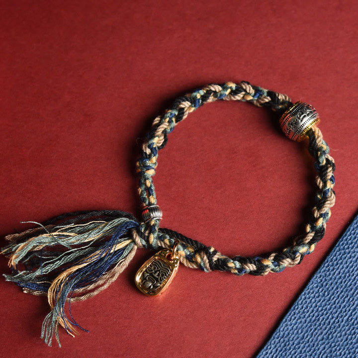 Bransoletka z Buddha Stones Tybet Om Mani Padme Hum z rzeźbionym zakiramem i liną skupiającą - Niebieska lina (obwód nadgarstka: 16-20 cm) - image 0
