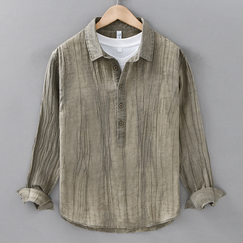 Buddha Stones , zapinane na guziki, z ramii i lnu - Ciemny Khaki - US/UK/AU42， EU52 (3XL) - image 15