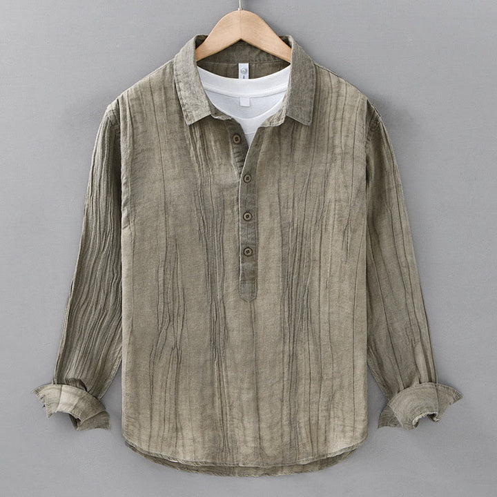 Buddha Stones , zapinane na guziki, z ramii i lnu - Ciemny Khaki - US/UK/AU42， EU52 (3XL) - image 15