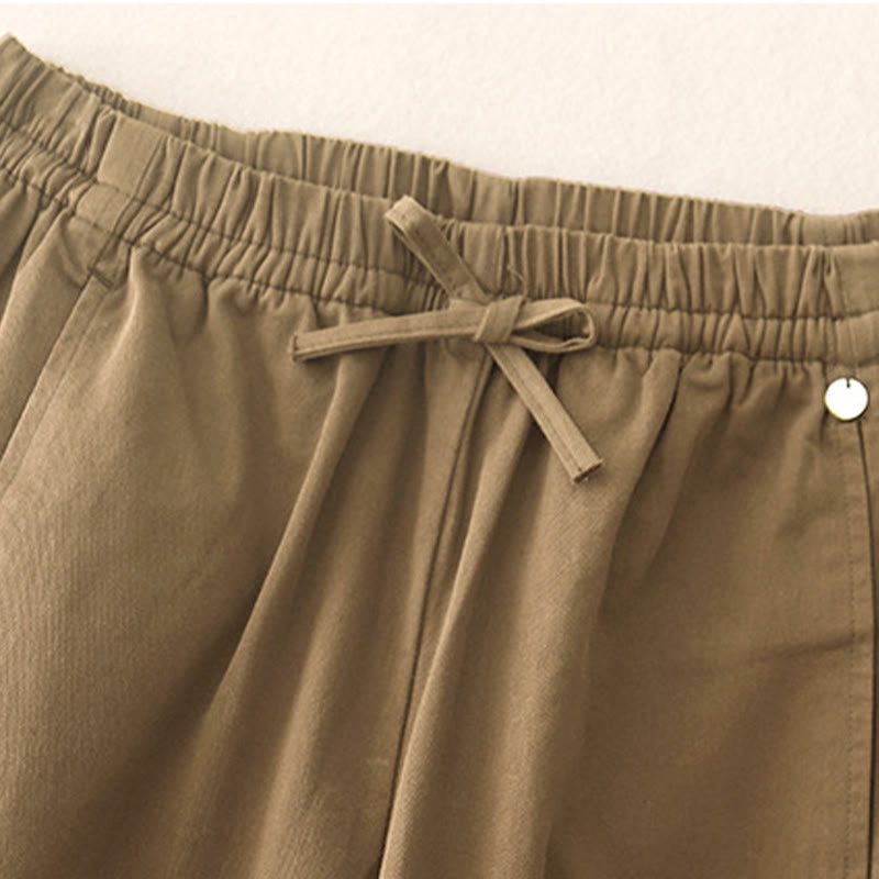 Damskie spodnie haremowe z bawełny z motywem Buddha Stones, gładkie, o długości 7-8, z kieszeniami - image 4