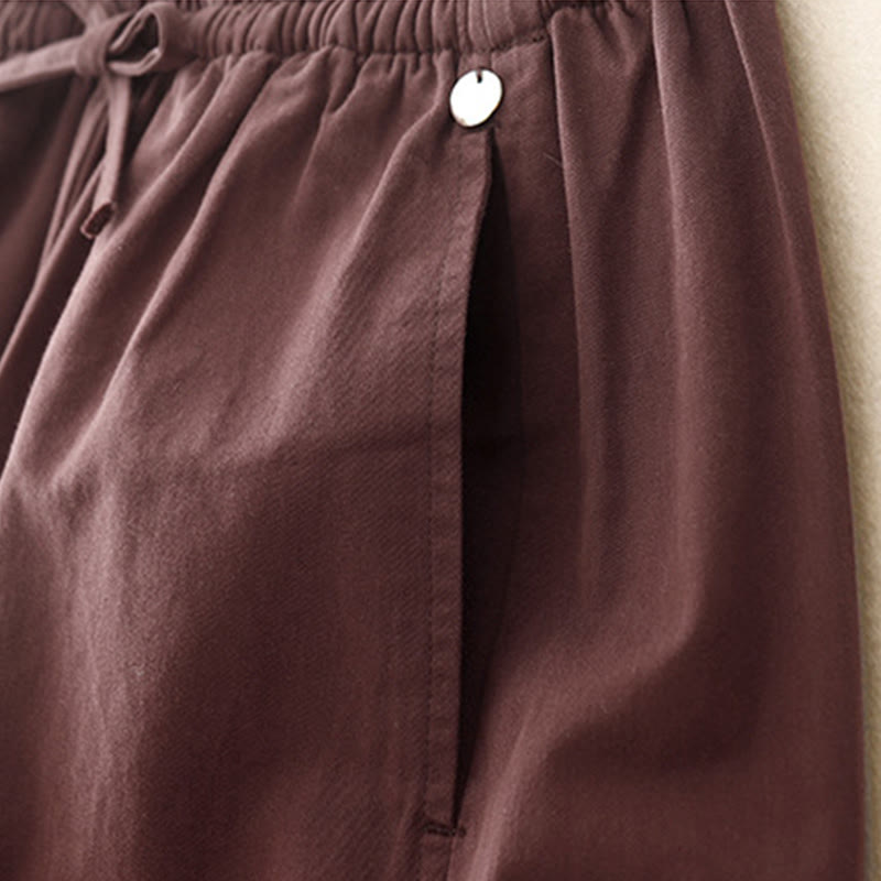 Damskie spodnie haremowe z bawełny z motywem Buddha Stones, gładkie, o długości 7-8, z kieszeniami - image 10