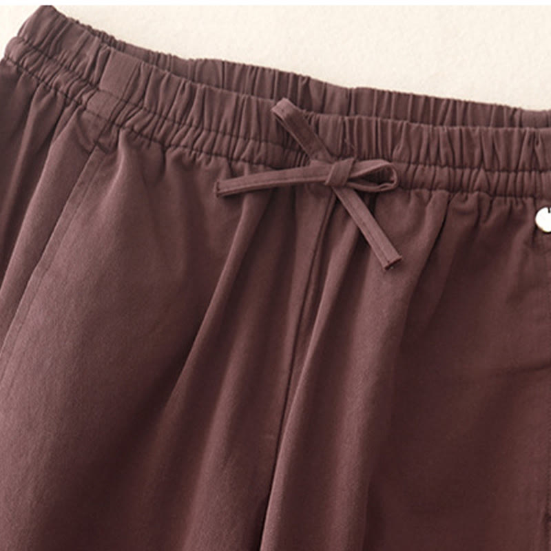 Damskie spodnie haremowe z bawełny z motywem Buddha Stones, gładkie, o długości 7-8, z kieszeniami - image 12