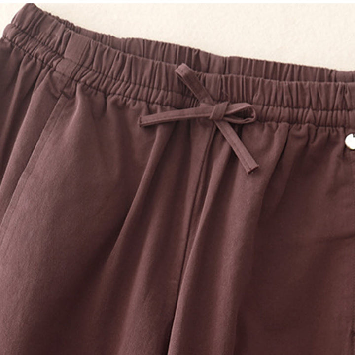 Damskie spodnie haremowe z bawełny z motywem Buddha Stones, gładkie, o długości 7-8, z kieszeniami - image 12