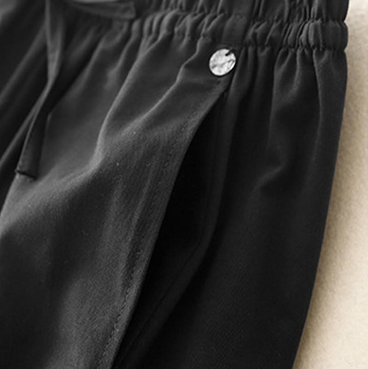 Damskie spodnie haremowe z bawełny z motywem Buddha Stones, gładkie, o długości 7-8, z kieszeniami - image 15