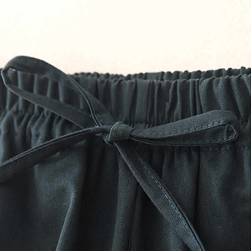 Damskie spodnie haremowe z bawełny z motywem Buddha Stones, gładkie, o długości 7-8, z kieszeniami - image 20